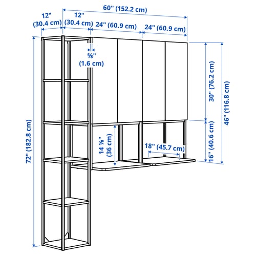 Illustration with measurements for the product: ENHET.