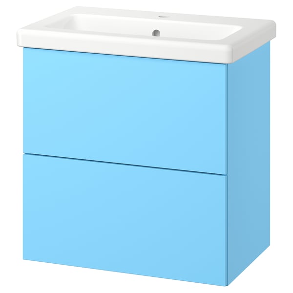 ENHET / TVÄLLEN Vanity with drawers, light blue, 25 1/2x19 1/8x26 "