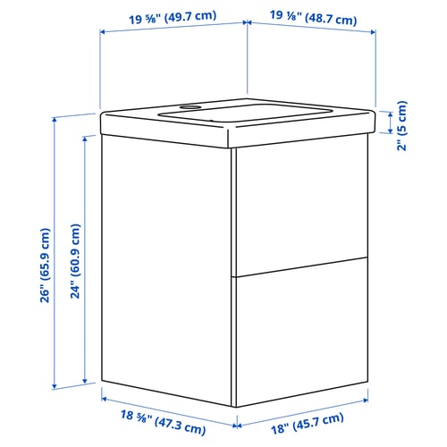 ENHET / TVÄLLEN Vanity with drawers, white, 19 5/8x19 1/8x26 "