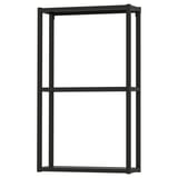 An ENHET open storage frame in black. It a sleek, rectangular design with two metal shelves.