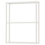 White ENHET open shelving unit, metal frame with 2 shelves.