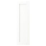 White ENKÖPING cabinet door, rectangular with vertical lines, made of fibreboard and plastic foil, classic design.