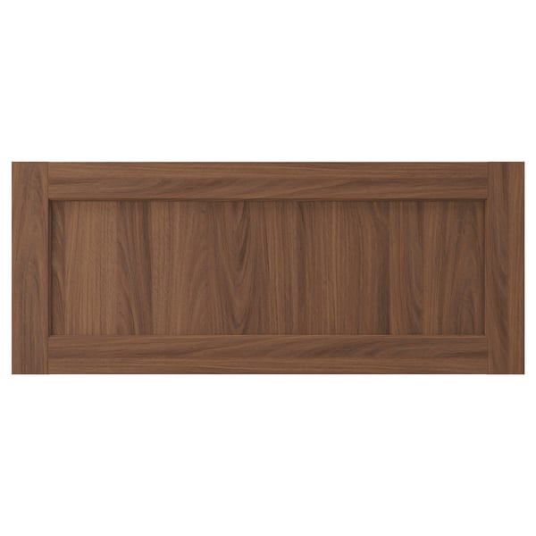 ENKÖPING brown walnut cabinet door. Classic, rectangular, wood-grain foil with frame.