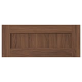 An ENKÖPING brown walnut wooden cabinet door with a framed design. Its made of fibreboard and a subtle grain pattern on durable foil.