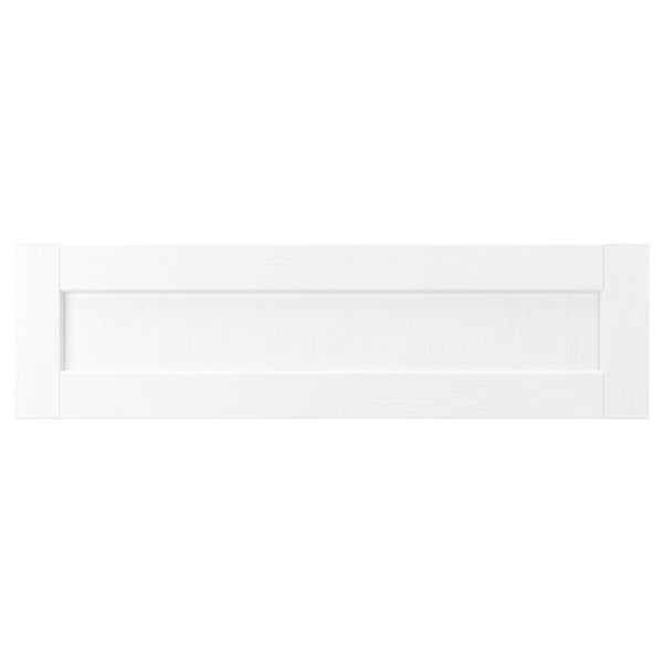 A white ENKÖPING cabinet with a classic, framed design. It a smooth, grain-textured surface and sturdy edges.