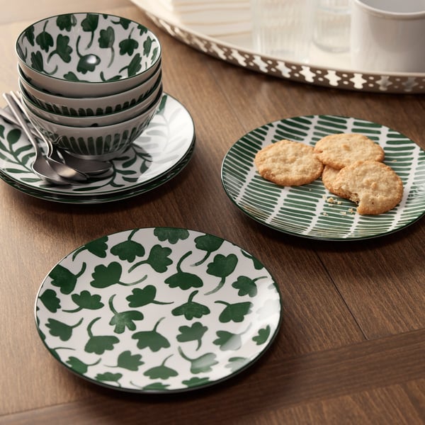 ENTUSIASM Side plate, patterned/green, 7 "