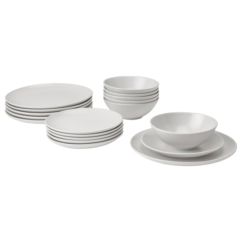 FÄRGKLAR white stoneware set, simple, round, matte design.