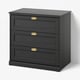 FÅGELFJÄLLET black chest with gold handles, sleek design, three drawers for storage.