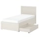 IKEA FÅGELFJÄLLET off-white bed with storage drawers.