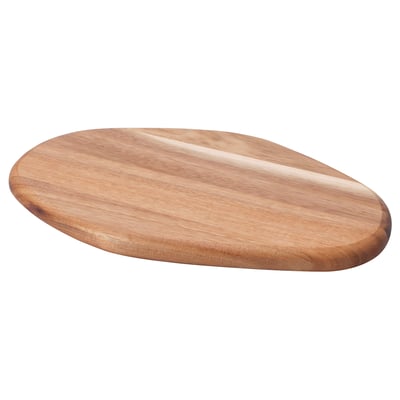 The FASCINERA chopping board is uniquely shaped & made of brown acacia wood, suitable for both cutting & serving.