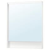 FAXÄLVEN mirror: sleek white rectangle with inner light, minimalist design.
