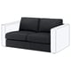 FINNALA grey sectional sofa, modern design, plush cushions, dark fabric with white accents.