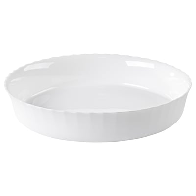 FISKTÄRNA: round white dish, smooth glass, simple design.