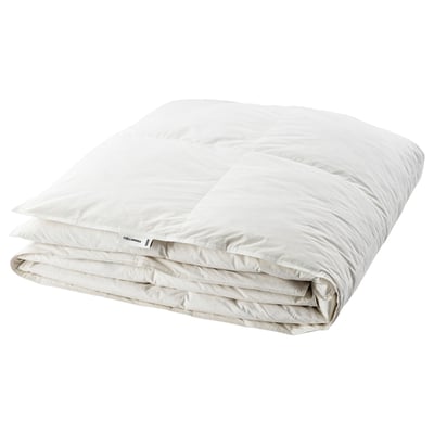 A FJÄLLARNIKA white duvet with a crisp cotton shell, filled with down and feathers, designed for extra warmth.