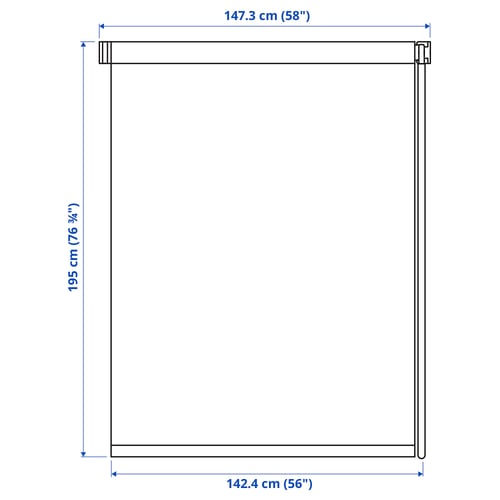 FRIDANS Blackout roller blind, white, 58x76 ¾ "