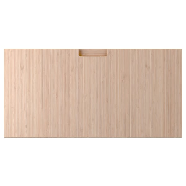 FRÖJERED: bamboo drawer front, natural wood grain, integrated handle, light finish.
