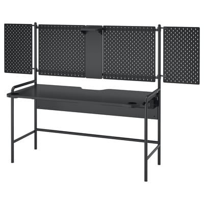 FRÖSKELÅS Gaming desk, black, 56 3/4x28 "