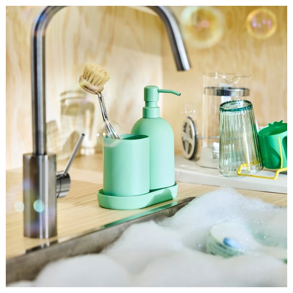 GANSJÖN 3-piece bathroom set, light green