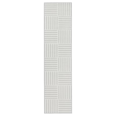 Grey & white striped GATUSEKTION kitchen mat, rectangular, machine washable.