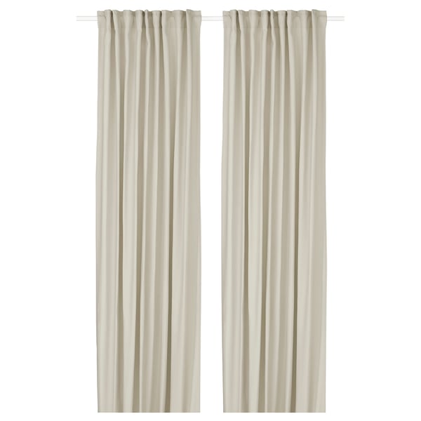 GINSTMOTT beige curtains, tab-top design, fade-resistant recycled polyester.