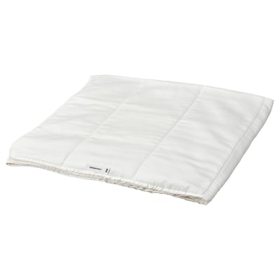 White folded white ikea duvet, silky lyocell, rectangular.
