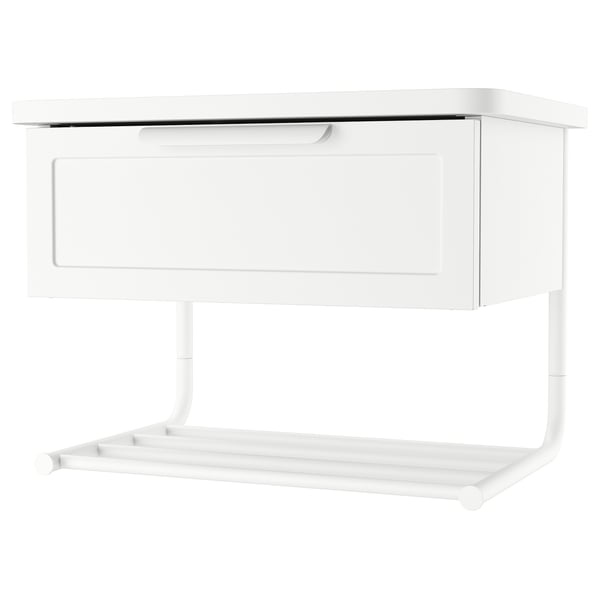 GRÅFJÄLLET Wall-mounted bedside table, white, 16 1/2x11 3/8x12 1/4 "
