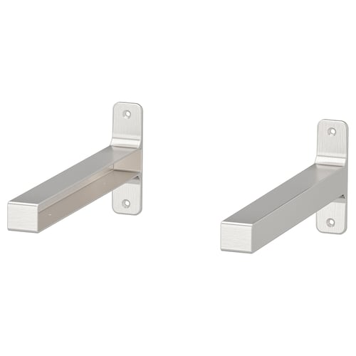 Pair of nickel-plated aluminium shelf brackets; modern, stylish design.