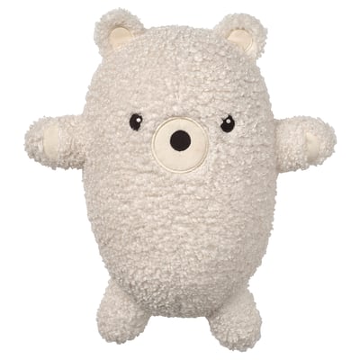 GREJSIMOJS white bear toy, soft fabric, round shape, friendly design.