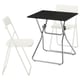 GUNDE / VIHALS Table and 2 folding chairs, folding black/white, 26 3/8x26 3/8 "