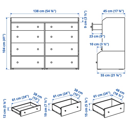 Illustration with measurements for the product: HAUGA.