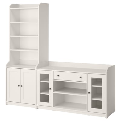 HAUGA storage unit: open & closed shelves, adjustable design.
