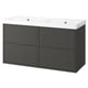 HAVBÄCK double sink vanity in dark grey with modern design and ample storage.