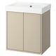 HAVBÄCK beige bathroom vanity, sleek, modern, wall-mounted, with large white basin.