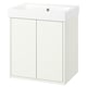 White wall-mounted bathroom cabinet with single sink, simple design.