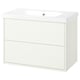 HAVBÄCK white bathroom vanity, sleek design with 2 drawers, ceramic sink, wall mount.