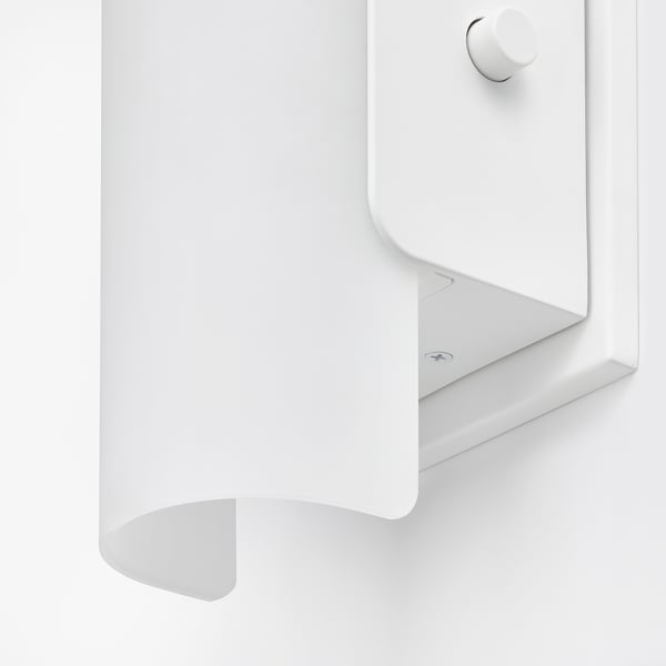 Modern, high-quality wall lamp with frosted glass shade and metal bracket, suitable for bathrooms.