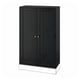 Dark brown HAVSTA wooden cabinet, rectangular, with two doors and circular knobs.