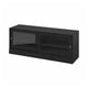 HAVSTA black wooden tv unit, sliding glass doors, solid pine & tempered glass.
