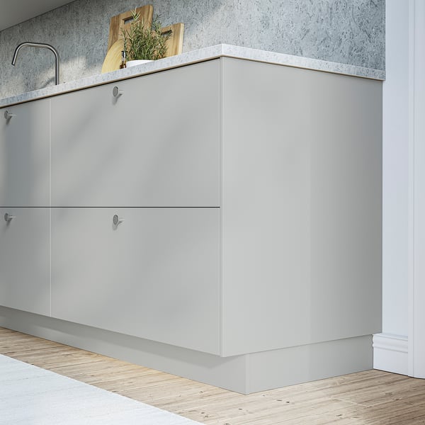 HAVSTORP light grey kitchen cabinet, sleek, rectangular, minimalist design, with smooth surface, smaller than wall decor.