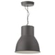 HEKTAR black alman pendant lamp. Cylindrical shade, metallic finish, industrial design. Hangs by chain.