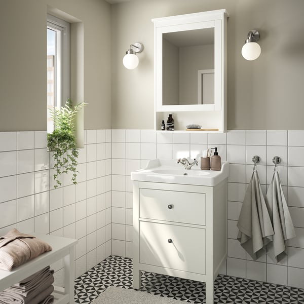 HEMNES / RUTSJÖN Vanity with drawers, white, 25 1/4x21 7/8x37 "