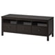 Ikea HEMNES tv bench, black-brown, rectangular, pine wood, 2 large drawers, open & closed storage.