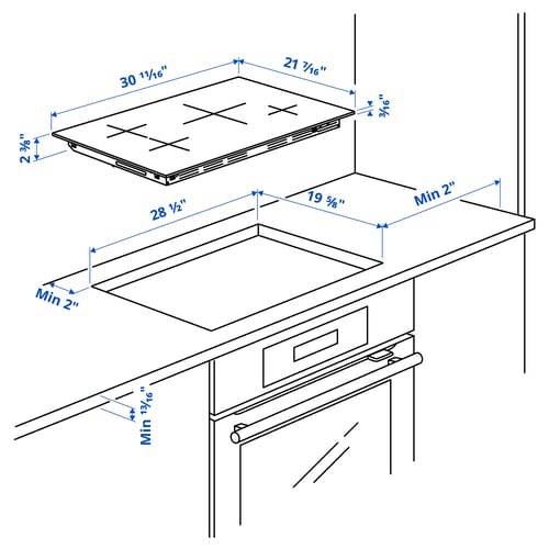 Illustration with measurements for the product: HIDINGSTA.
