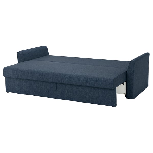 A dark blue HOLMSUND sofa-bed with a sleek design, ideal for transforming living spaces into bedrooms.