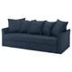 A blue HOLMSUND sofa bed with four cushions, featuring a modern design.