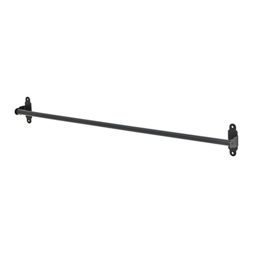 HULTARP black metal rail for hanging kitchen accessories, sleek, minimalist design.