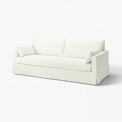 HYLTARP white sofa: modern design, plush cushions, clean lines, durable cotton-poly fabric.