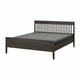 IDANÄS bed: dark brown, wooden frame with vertical slats on headboard, rectangular shape, sturdy design.