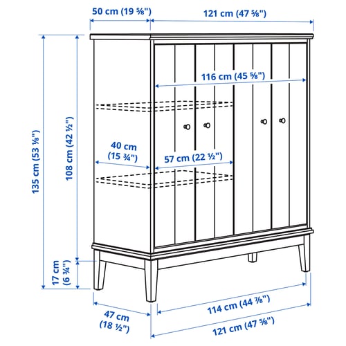 Illustration with measurements for the product: IDANÄS.