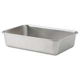 Ikea stainless steel oven dish, square, plain design.